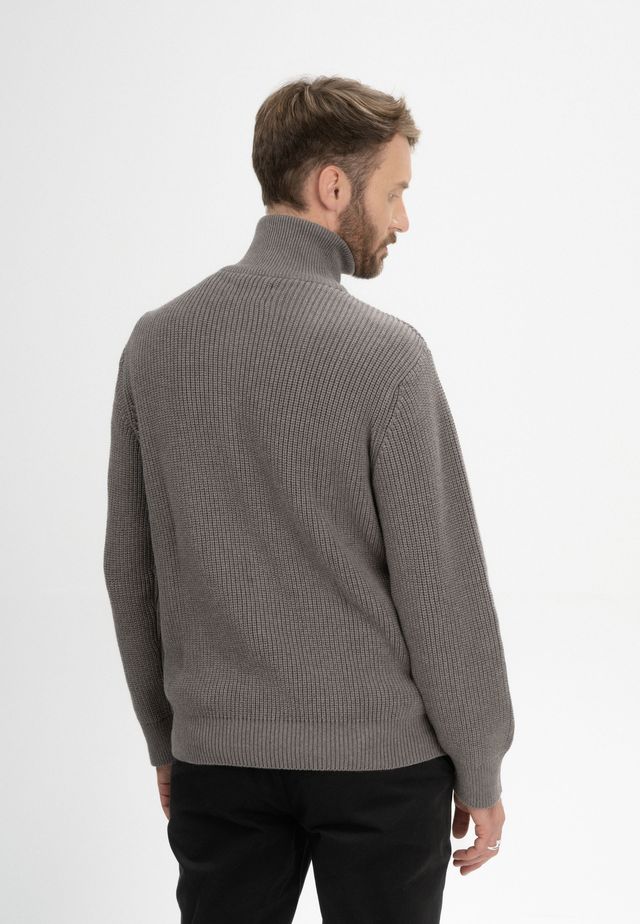 Rib Knit Troyer UDAI bear melange | MELAWEAR