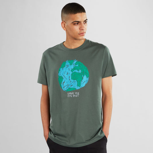 T-Shirt Stockholm Crayon Globe Forest Green | DEDICATED