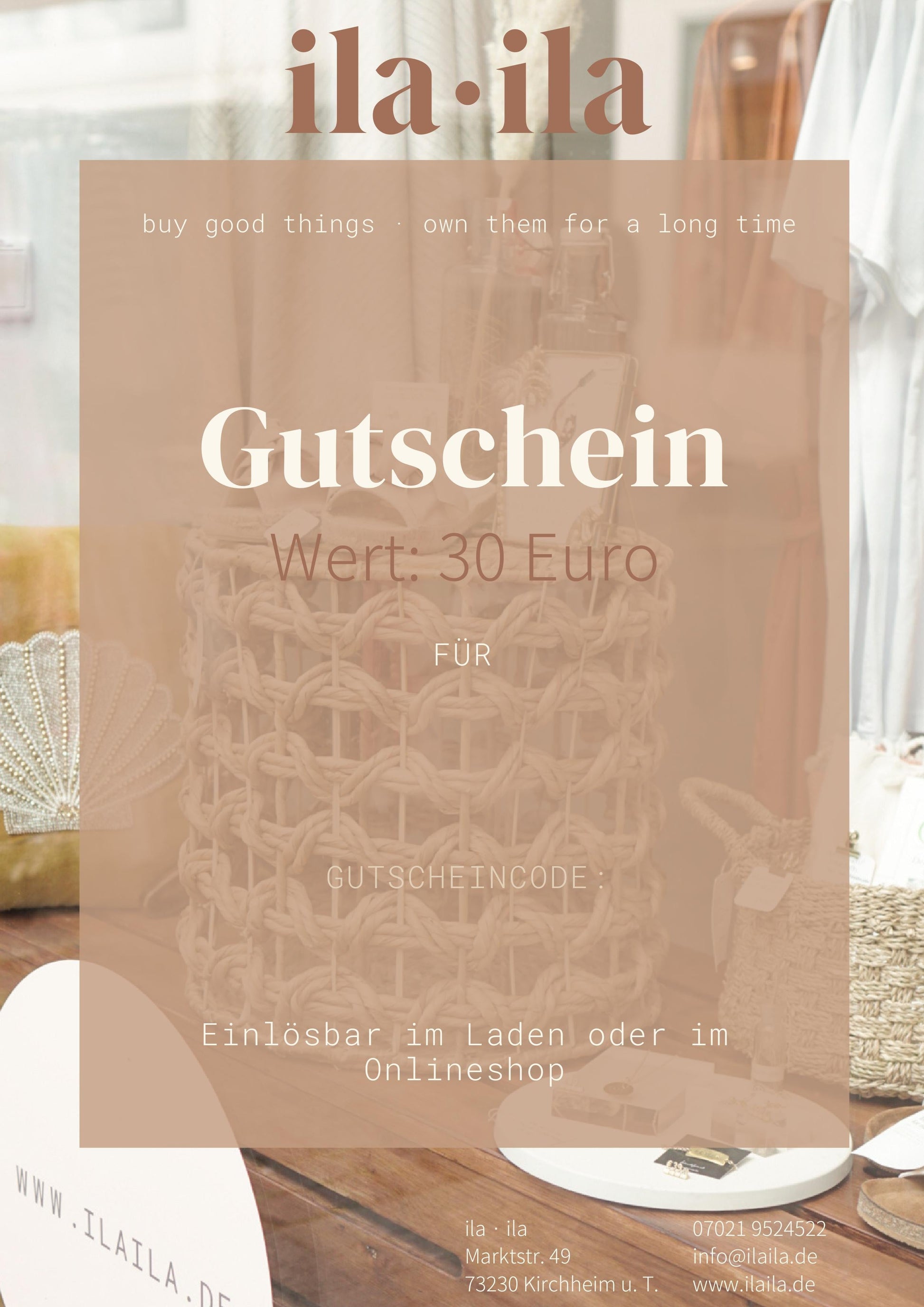 15 Euro Gutschein | ila · ila