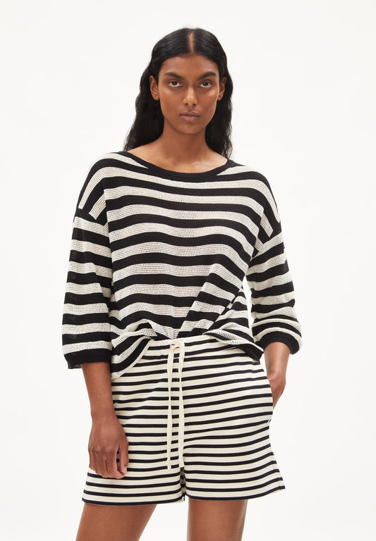 Pullover RATHAA STRIPED black-offwhite | ARMEDANGELS